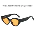 Occhiali da sole cat-eye retrò, montatura nera lucida e lenti arancioni vivaci - Montatura Nero Lucido Lente Arancione