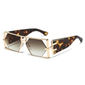 Fashion oversized geometric hollow sunglasses with gold metal frame and brown gradient lenses - Gold Frame Gradient Tea Lens