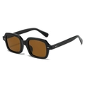 Classic square black sunglasses with brown lenses and silver rivet accents for unisex wear - Black Frame Tea Lens
