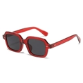 Retro square sunglasses with transparent red crystal frames and dark black lenses - Red Frame Grey Lens