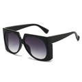 Lunettes de soleil carrées oversize avec monture noire et verres dégradés violets - Monture Noire Double Verre Gris
