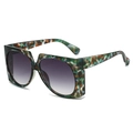 Lunettes de soleil carrées oversize modernes avec monture camouflage multicolore et verres dégradés - Monture Thé Fleurie Doubles Verres Gris