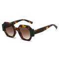 Occhiali da sole poligonali tartarugati con lenti sfumate marroni dallo stile rétro - Montatura Leopardata Lenti Marroni Sfumate
