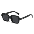 Classic black square sunglasses with silver rivet accents and thick acetate frames - Black Frame Grey Lens