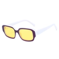 Retro Y2K sunglasses with white frame, purple inner rim and yellow transparent lenses - Black Frame Yellow Lens White Legs