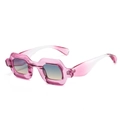 Gafas de sol Y2K con montura hexagonal rosa transparente y lentes degradadas - Montura Púrpura Lente Gris Té