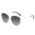 Classic polarized gradient sunglasses with gold metal frame and woven texture detail - Gold Frame Gradient Gray Lens
