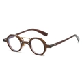 Retro amber brown octagonal sunglasses with gold double bridge and metal rivets - Dark Tea Frame White Lens