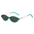 Retro oval sunglasses with transparent green frames and silver metal hollowed-out arms - Regular / Standard (Incl. 13% VAT) Green Frame & Green-Gray Lenses