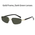 Lunettes de soleil demi-cerclées à monture métallique dorée et verres vert foncé - Monture Dorée Verres Vert Foncé
