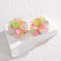 Bunte florale Ohrringe in pastellfarbenem Matt-Finish mit mehrlagigen 3D-Blütenblättern - Bunter Mattierter Blumenstil (E636-B)