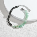 Bracelet en acier inoxydable avec chaîne noire et éclats de pierres naturelles vert clair - Chaîne Noire Pierre Verte