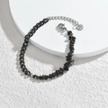 Bracciale etnico in acciaio inossidabile con pietre nere frantumate e catena cubana - Catena Nera Pietra Nera