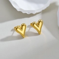 Orecchini a lobo a forma di cuore minimalisti in oro 18K con finitura lucida a specchio - Stile Cuore Lucido