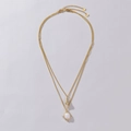 Collana vintage a doppio strato in acciaio inossidabile con ciondoli a conchiglia e gemma - Set a Doppio Strato a Strati