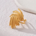 Adjustable gold plated stainless steel ring with elegant fireworks sunburst texture - Adjustable Open / Fireworks Style (M-R714)