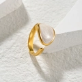 Anello regolabile minimalista con intarsio perlato su acciaio inossidabile dorato - Aperto Regolabile / Oro