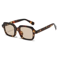 Vintage tortoiseshell square sunglasses with amber lenses in classic retro fashion style - Leopard Frame Champagne Lens