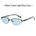 Lunettes de soleil rétro à petit cadre avec verres bleu clair et branches écaillées - Monture Noire Verres Bleu Clair