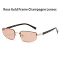 Retro rose gold sunglasses with champagne lenses and slim metal frame for men and women - Rose Gold Frame Champagne Lens
