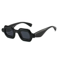Gafas de sol Y2K negras con montura hexagonal gruesa para un look futurista retro - Marco Negro Brillante Lente Gris