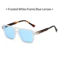 Punk aviator sunglasses with sand white frame, blue lenses and tortoise temples - Sand White Frame Blue Lenses
