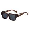 Vintage oversized square sunglasses with dark brown frame and tortoiseshell temples - Regular / Jujube Red Frame Grey Lens