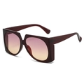 Lunettes de soleil carrées oversize avec monture bordeaux et verres dégradés violet-jaune - Monture Marron Foncé Verres Dégradés Violet Rose