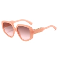 Modern oversized polygonal sunglasses in translucent coral pink with gold accents - Regular / Standard (Incl. 13% VAT) Pink Frame Tea Pink Lenses