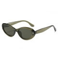 Vintage oval cat eye sunglasses in translucent olive green frame with dark gray lenses - Olive Green Frame Gray Lens