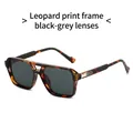 Punk style tortoise sunglasses with leopard print frames and dark grey lenses - Leopard Frame Black Grey Lens