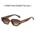 Gafas de sol chic café con montura irregular y lentes degradadas de color té - Marco Café Lentes Degradadas