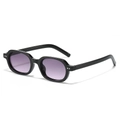 Gafas de sol ovaladas retro con montura negra, lentes degradadas púrpuras y remaches - Montura Negra Lente Gris Doble