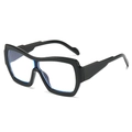 Fashionable oversized black square sunglasses with blue light blocking lenses and thick frame - Glossy Black Frame / Clear Lenses