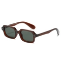 Retro rectangle sunglasses with brown frames and green UV protection lenses - Regular / Standard (incl. 13% Invoice) Brown Frame, Dark Green Lens