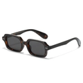 Vintage rectangle sunglasses with dark tortoiseshell frames and silver rivet accents - Regular / Standard (incl. 13% Invoice) Leopard Frame, Grey Lens