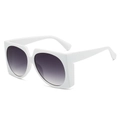 Square oversized sunglasses with white frames and purple gradient lenses for women - White Frame Gray Lens