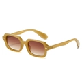 Retro honey yellow square sunglasses with brown gradient lenses and rivet details - Regular / Standard Jelly Tea Frame with Double Tea Lenses