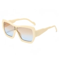 Chic cream oversized square sunglasses with brown to blue gradient lenses for women - Regular / Beige Frame Tea Blue Lens