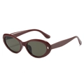 Retro oval sunglasses in shiny burgundy finish with gray lenses and silver rivets - Maroon Frame Dark Green Lens