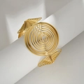 Goldfarbenes, hohles Spiralarmband aus Edelstahl mit mehrlagigem geometrischem Design - Goldener Spiral-Hohl-Stil