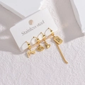 4er-Set goldene Edelstahl-Ohrringe mit Herz- und Augenanhängern für Damen - Gold 4-Teiliges Set (Set-Ohrstecker)