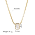 Minimalistische, mit 18 Karat vergoldete Edelstahl-Schlangenkette mit Muschelanhänger - Rechteckige Muschel-Schlangenkette (N2078)