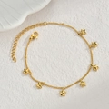 Detail of gold star pendant bracelet featuring a lobster clasp and adjustable link chain - Star Charms Style (B1020-wujiaoxin)