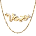 Personalized Vovó necklace with golden boy and girl boy figure pendant for grandmas - Gold (Single Hole Style)