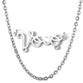 Silver personalized Vovó baby pendant necklace in polished stainless steel for grandmothers - Steel Color (Double Hole Style)