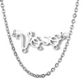 Silver stainless steel Vovó necklace with polished boy and girl figure charms - Steel Color (Triple Hole Style)
