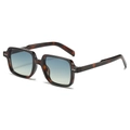 Retro tortoise shell square sunglasses with gradient blue lenses and metal stud detail - Leopard Frame Green Yellow Lens