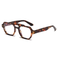 Retro-Pilotenbrille mit Schildpattmuster, Doppelsteg und geometrischem Gestell für Damen - Schildpatt-Rahmen Klare Linse