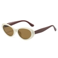 Oval retro sunglasses with cream white frame, dark brown temples and amber lenses - Regular / Off-White Frame with Light Tea Lenses (Incl. 13% VAT)